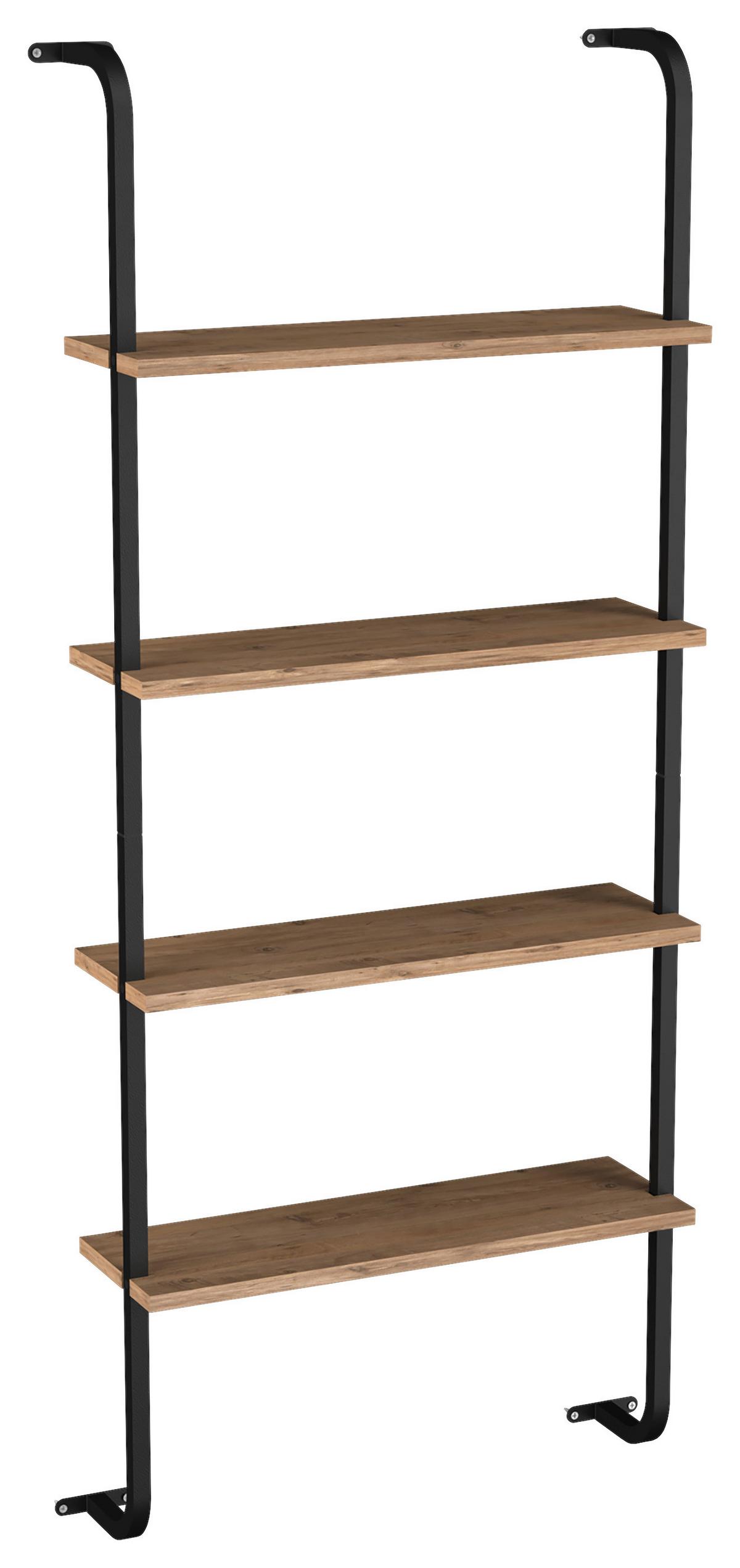 Wandregal Insasi Schwarz Honigeiche Dekor - Honigeiche/Schwarz, Design, Holzwerkstoff/Metall (64/150/20cm) - MID.YOU