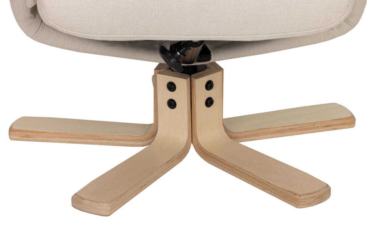 Relaxsesselset Serenity Creme B: 80 Cm - Creme/Naturfarben, Design, Holz/Textil (80/109/79cm) - Livetastic
