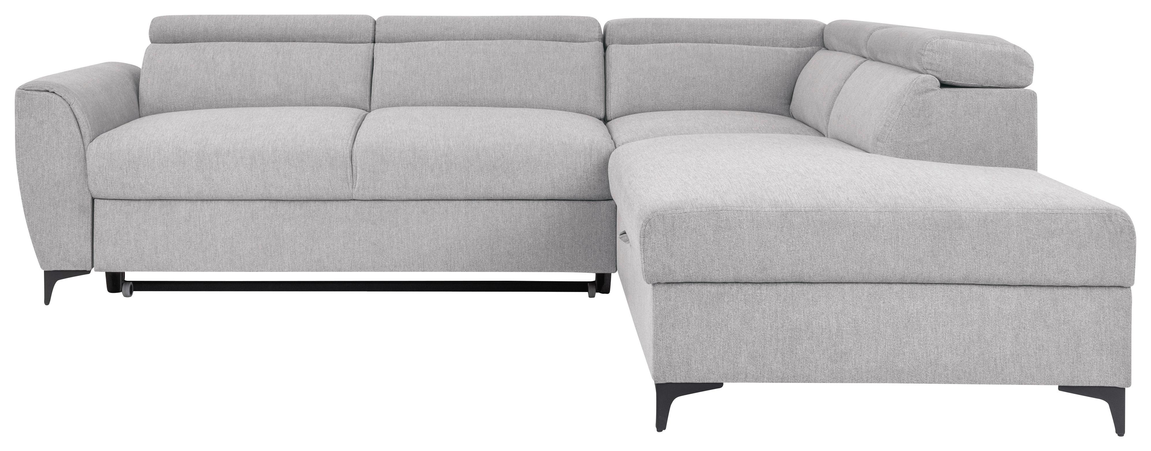 Ecksofa Lapis Hellgrau S: 255/217 cm - Hellgrau/Schwarz, KONVENTIONELL, Textil (255/217cm) - MID.YOU