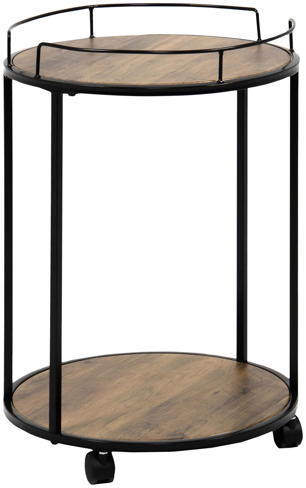 Beistelltisch Tromso 2 Dekor Nußbaum/Gestell Schwarz - Schwarz, Trend, Holzwerkstoff/Metall (48/47,5/48cm)