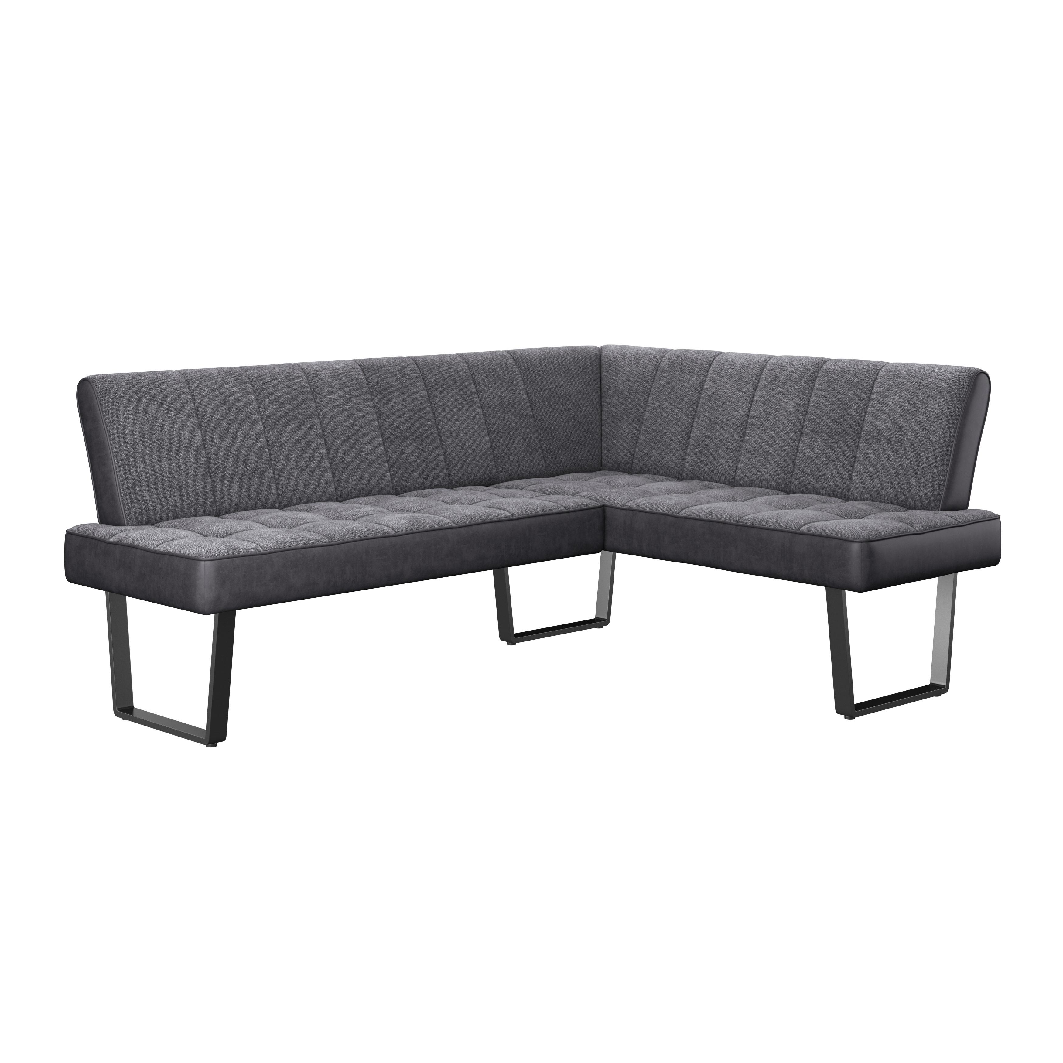 Eckbank Pag - Schwarz/Grau, KONVENTIONELL, Textil/Metall (200/160cm) - MID.YOU