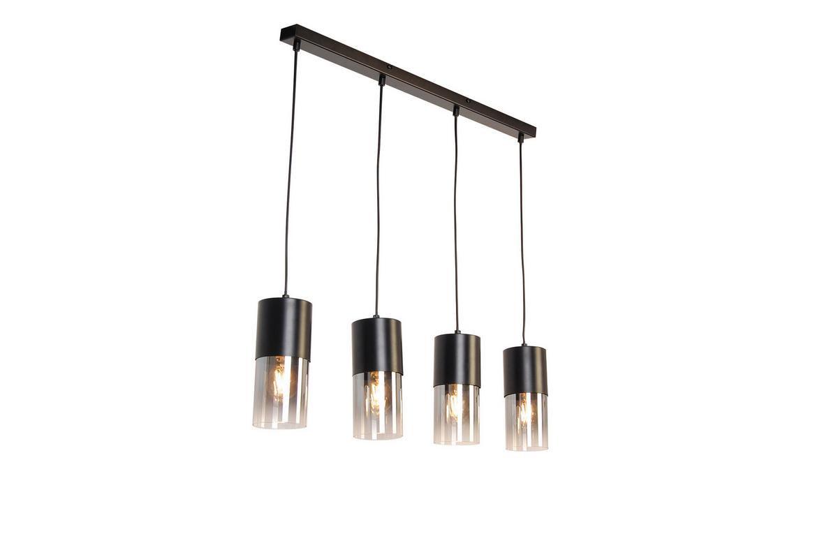 Hängeleuchte Monaco - Graubraun, Trend, Glas/Metall (80,5/10/150cm) - Novel