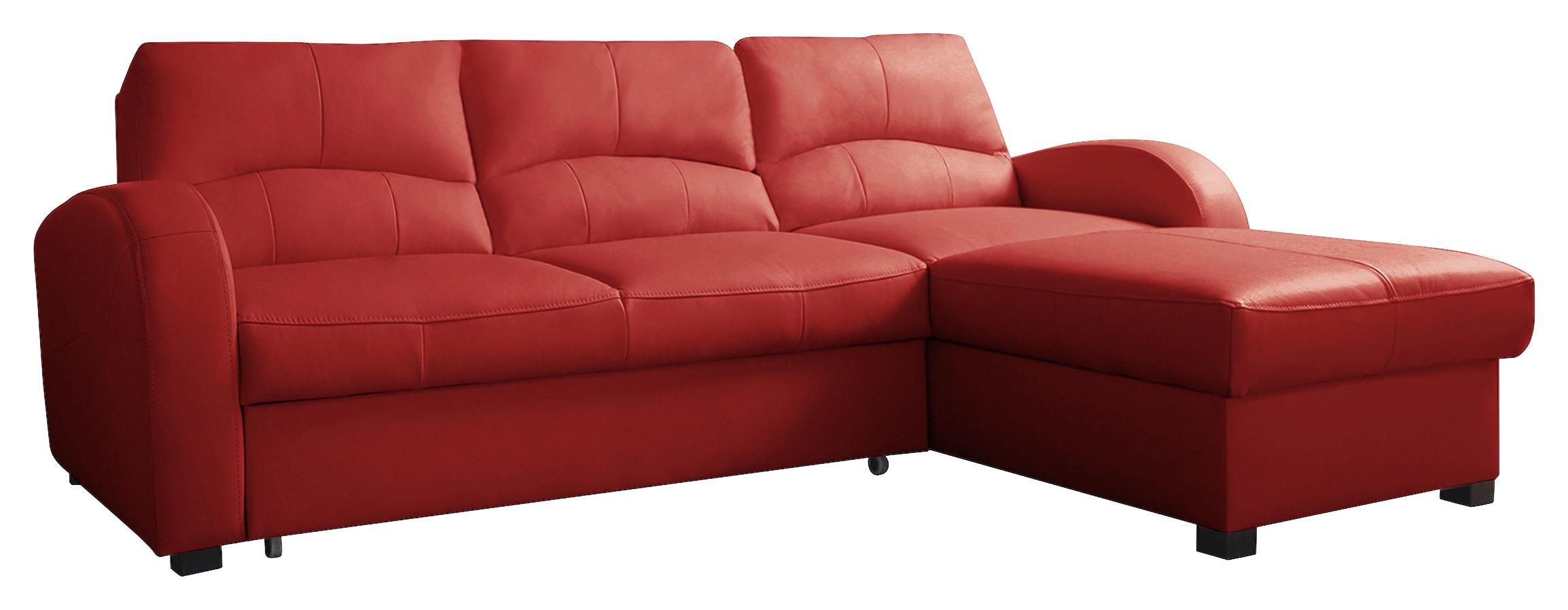 Ecksofa Tilo Rot S: 227 cm - Rot/Schwarz, Design, Leder/Textil (227/168cm) - Livetastic