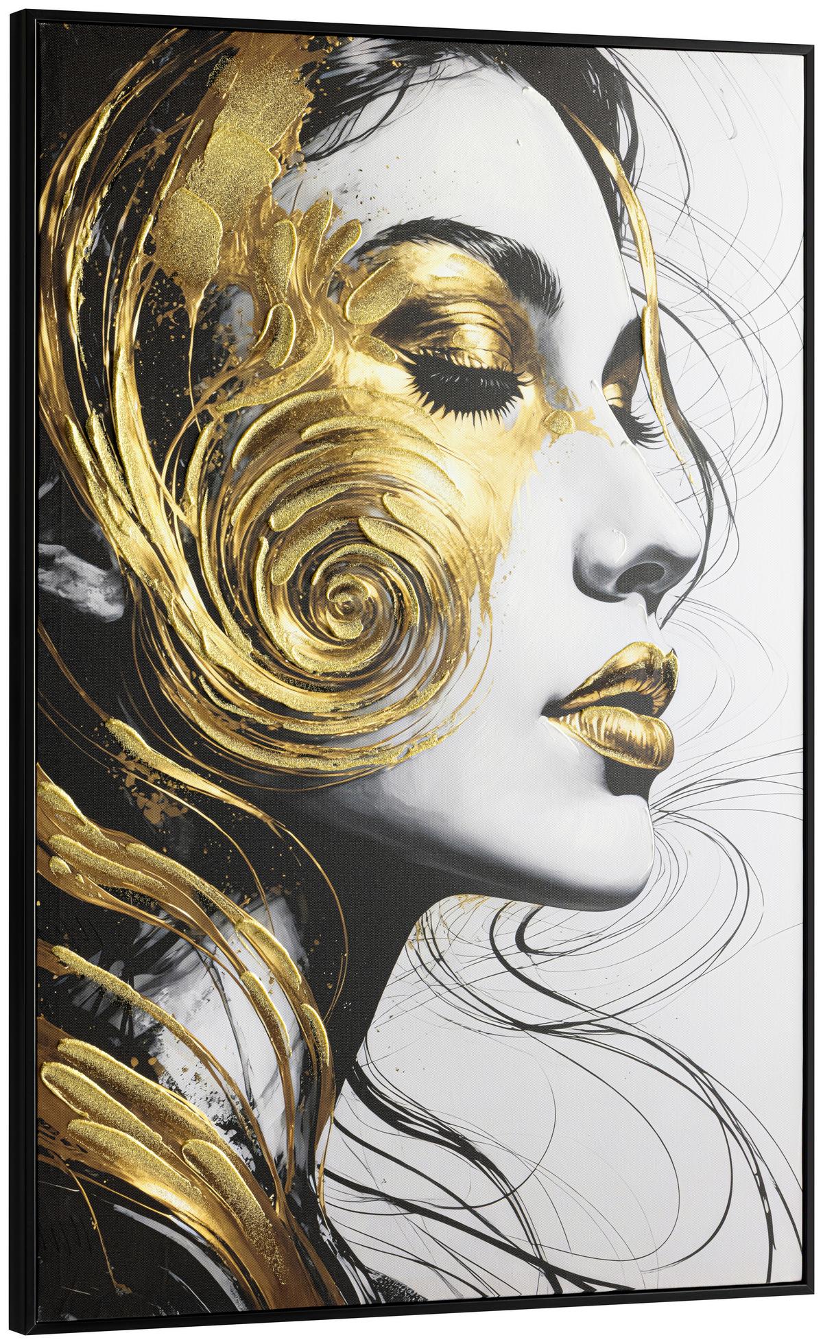 Leinwandbild Mara BxHxH: 60x90x3,5 cm - Goldfarben/Schwarz, KONVENTIONELL, Holz/Kunststoff (60/90/3,5cm) - Luca Bessoni