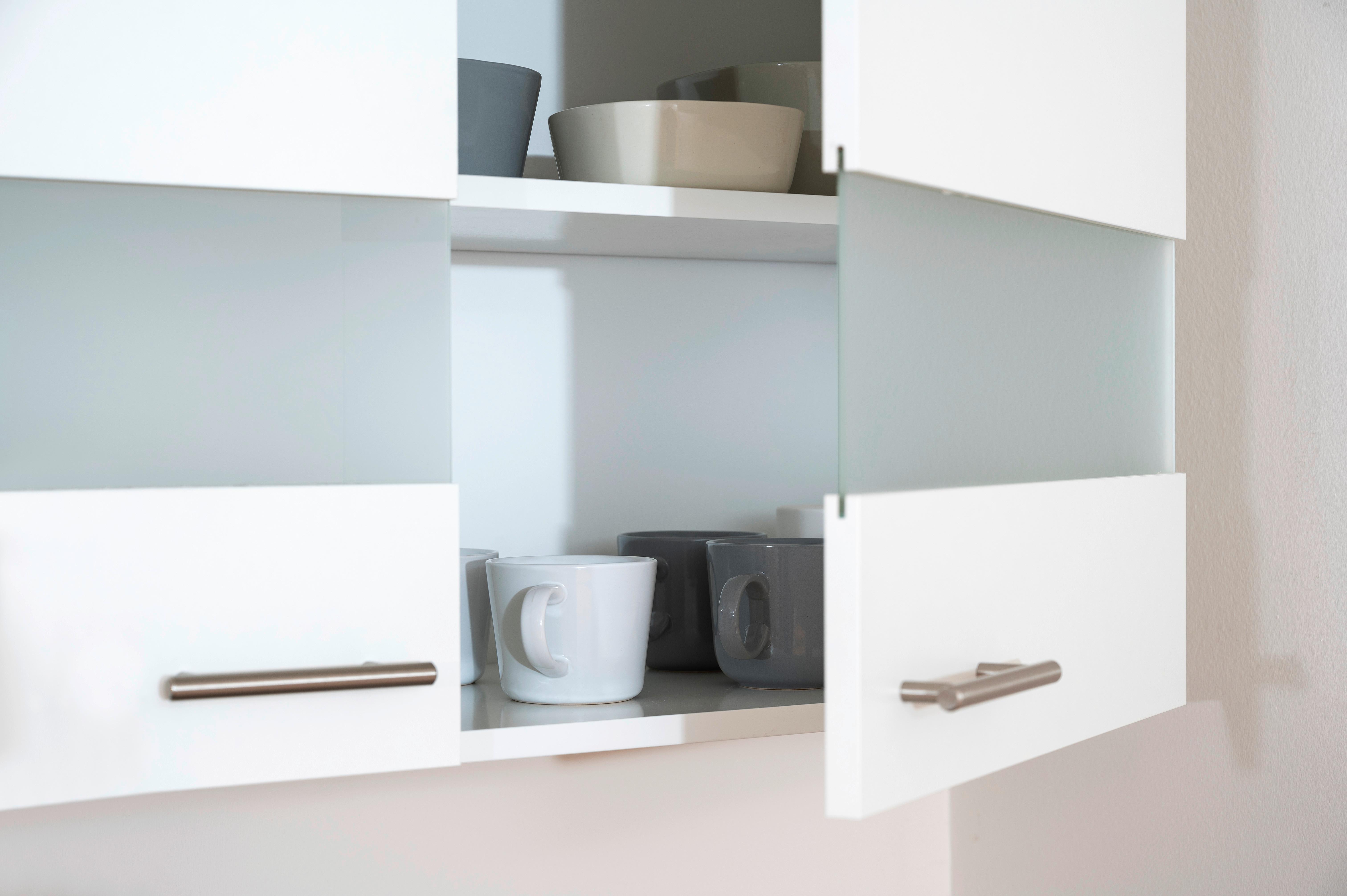 Küchenzeile Economy mit Geräten 220 cm Weiß/Nussbaum Dekor - Nussbaumfarben/Weiß, Basics, Holzwerkstoff (220cm) - Respekta