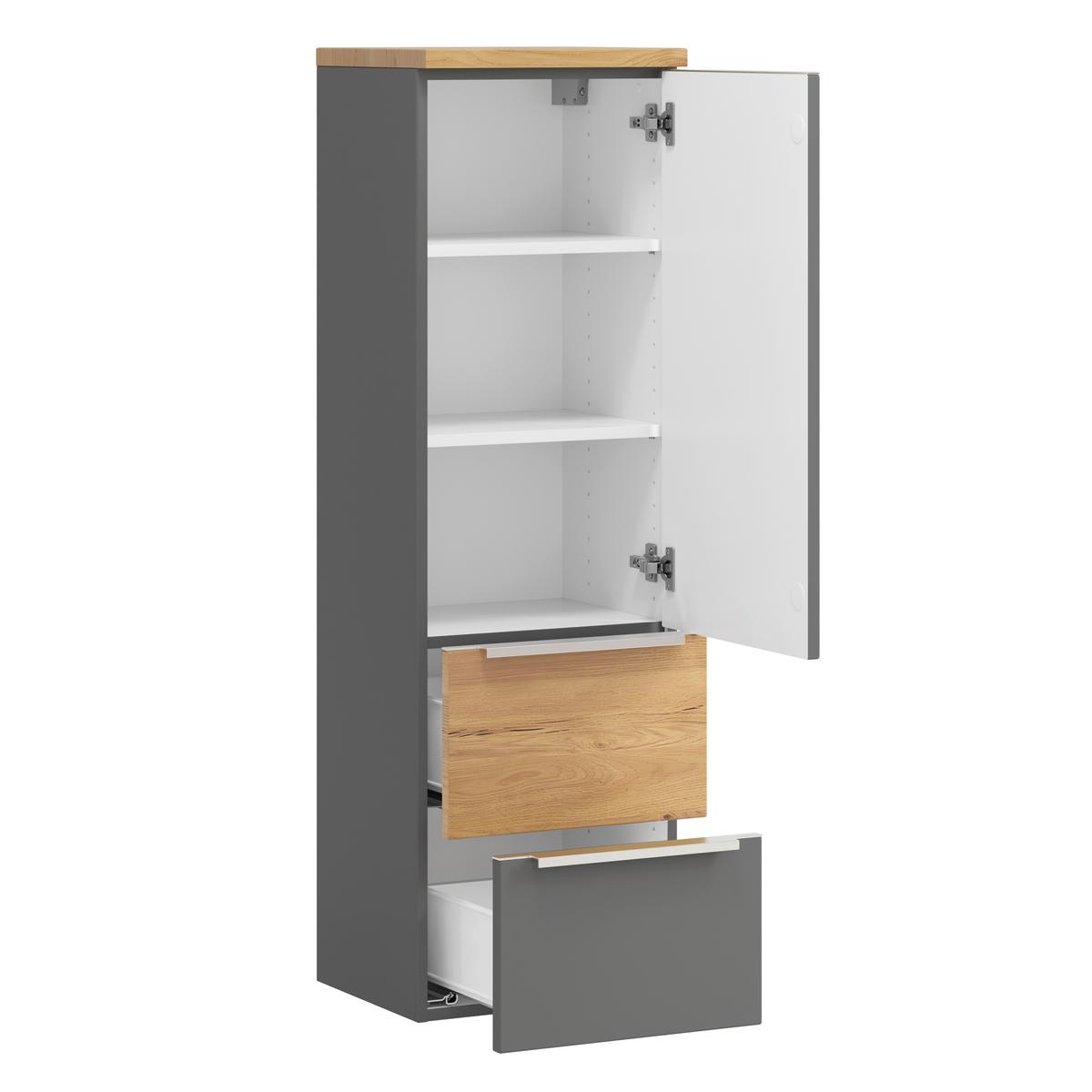 Midischrank Verona Grau/Wildeiche B: 40cm - Wildeiche/Grau, Trend, Holzwerkstoff (40/130/35cm) - Held