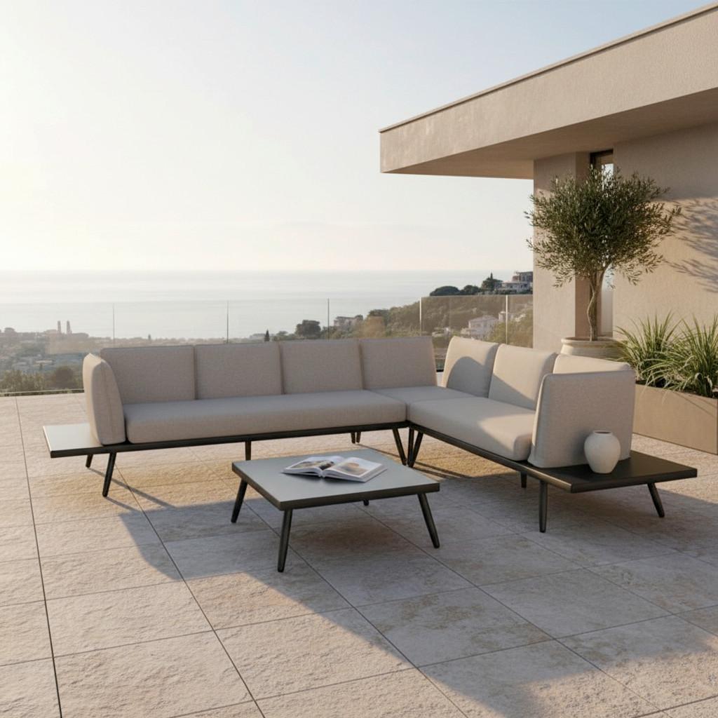 TERASOVÁ SEDACIA SÚPRAVA JOANNA - čierna, Modern, kov (300/78/80cm) - Bessagi Garden