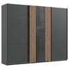 Schwebetürenschrank 50 cm Atlanta Grau/Eiche Dekor - Graphitfarben/Eiche Artisan, MODERN, Glas/Holzwerkstoff (250/216/65cm) - MID.YOU