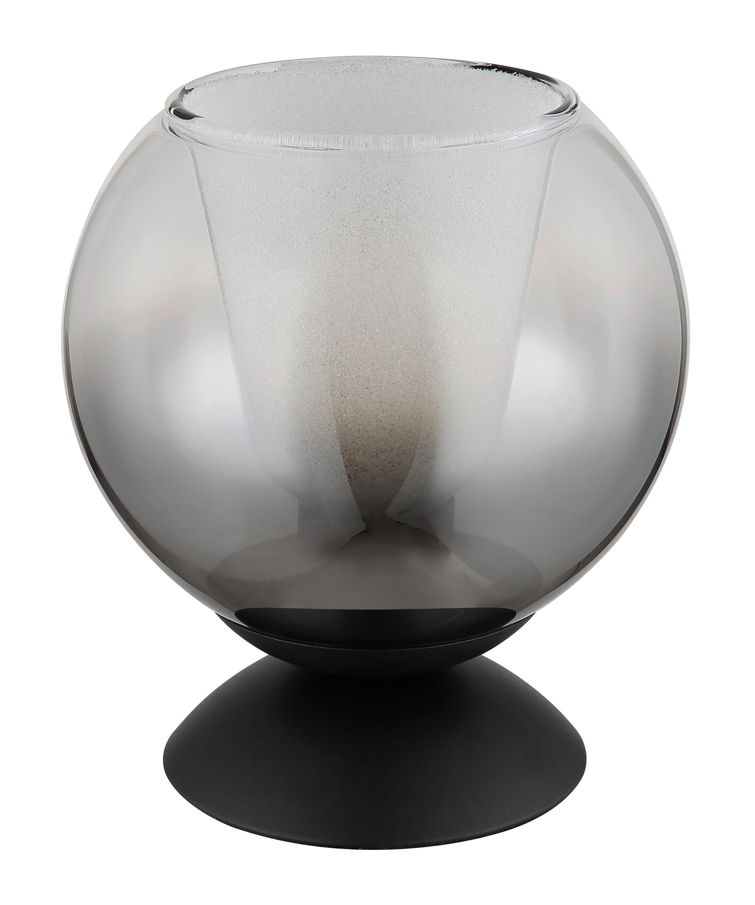 Tischleuchte Barry Grau Klar Schwarz D: 15 Cm - Klar/Schwarz, Basics, Glas/Textil (15/20.5cm) - Globo
