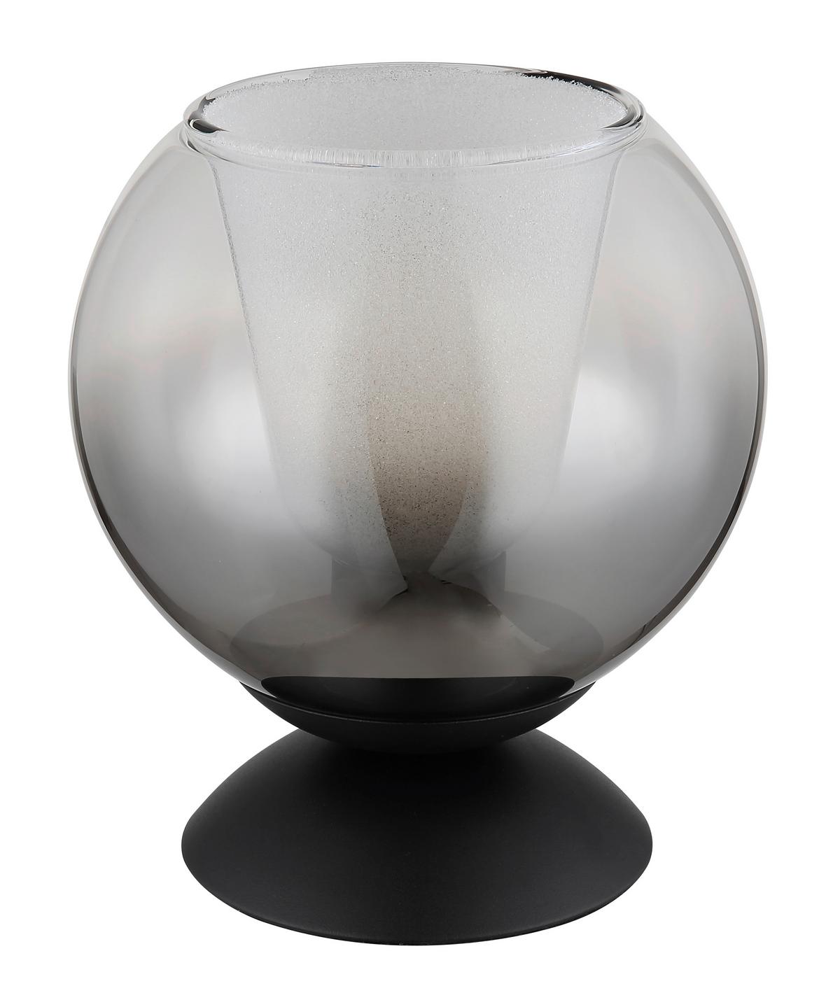 Tischleuchte Barry Grau Klar Schwarz D: 15 Cm - Klar/Schwarz, Basics, Glas/Textil (15/20.5cm) - Globo