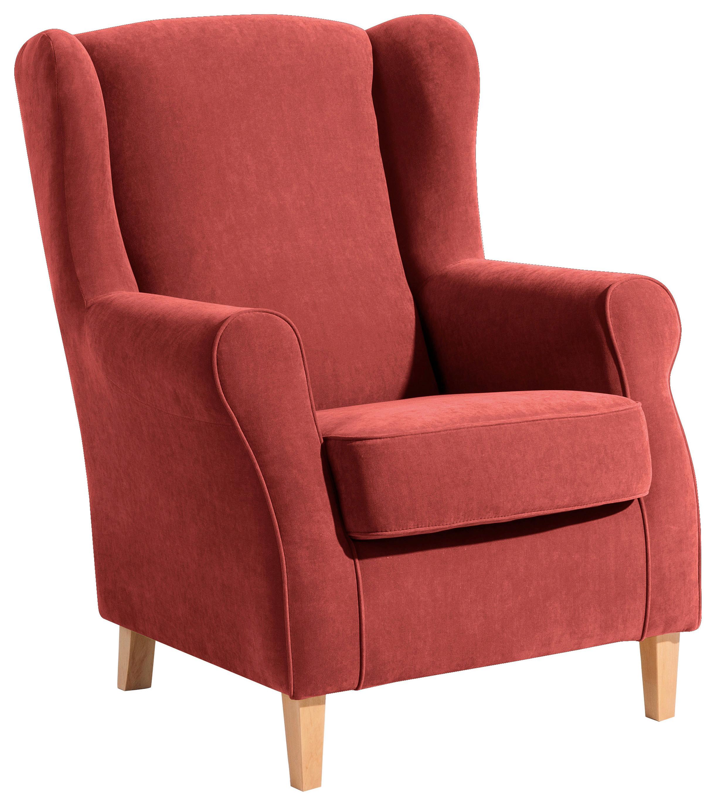 Ohrensessel Lorris - Buchefarben/Terracotta, Design, Textil (77/103/86cm) - Max Winzer