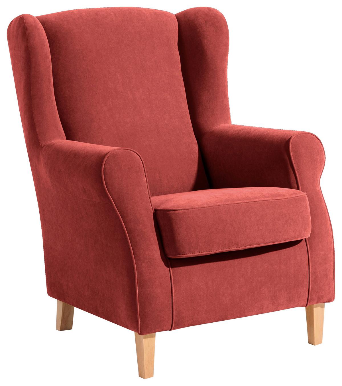 Ohrensessel Lorris - Buchefarben/Terracotta, Design, Textil (77/103/86cm) - Max Winzer