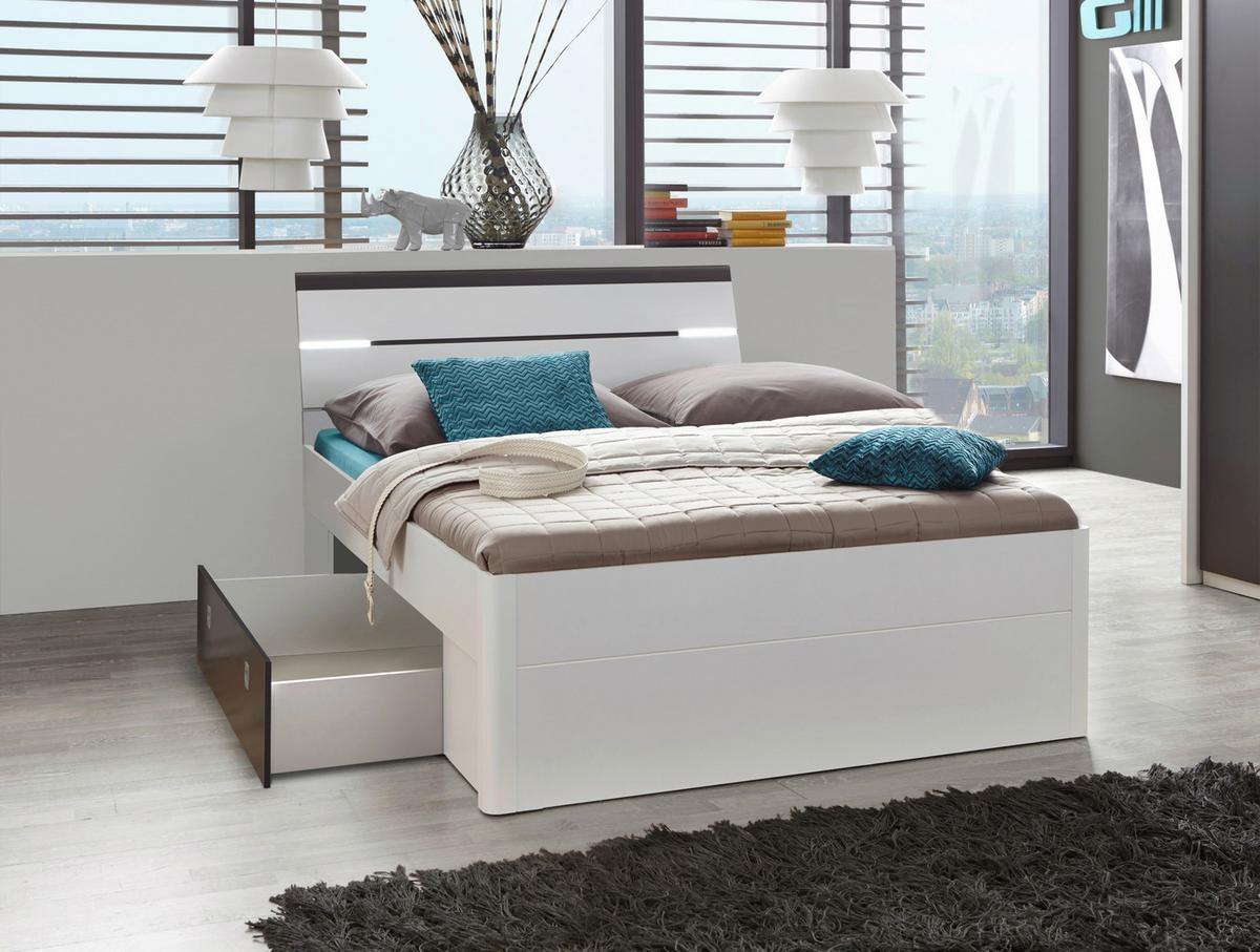 Posteľ MARS biela/antracit 140x200 cm - biela/antracitová, Modern (140/200cm) - MID.YOU