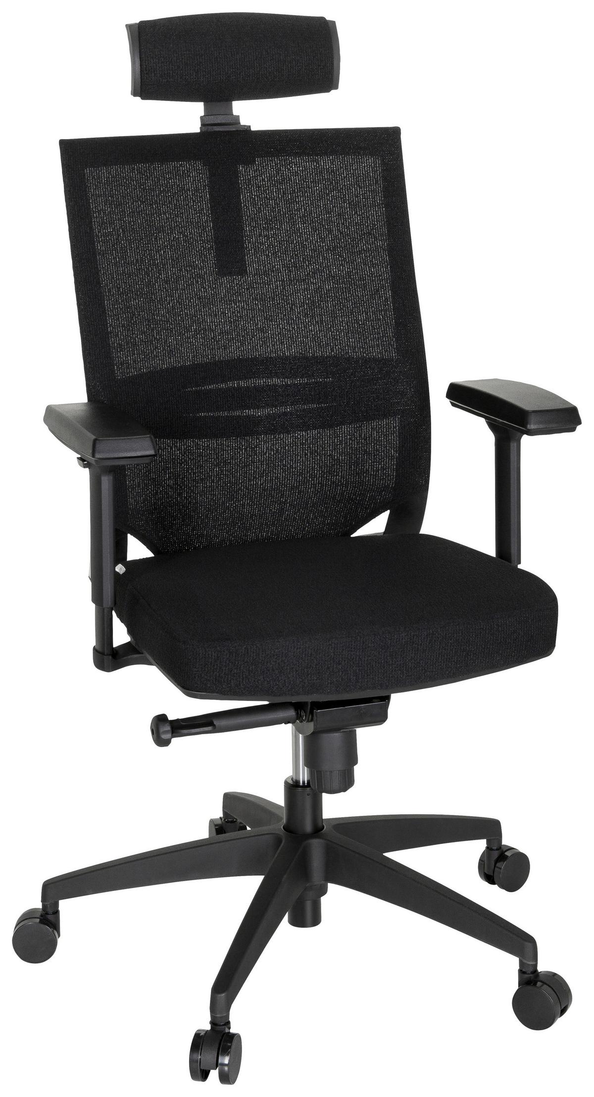 Drehstuhl Porto Max High I Schwarz - Schwarz, MODERN, Kunststoff/Textil (63/113/65cm) - MID.YOU