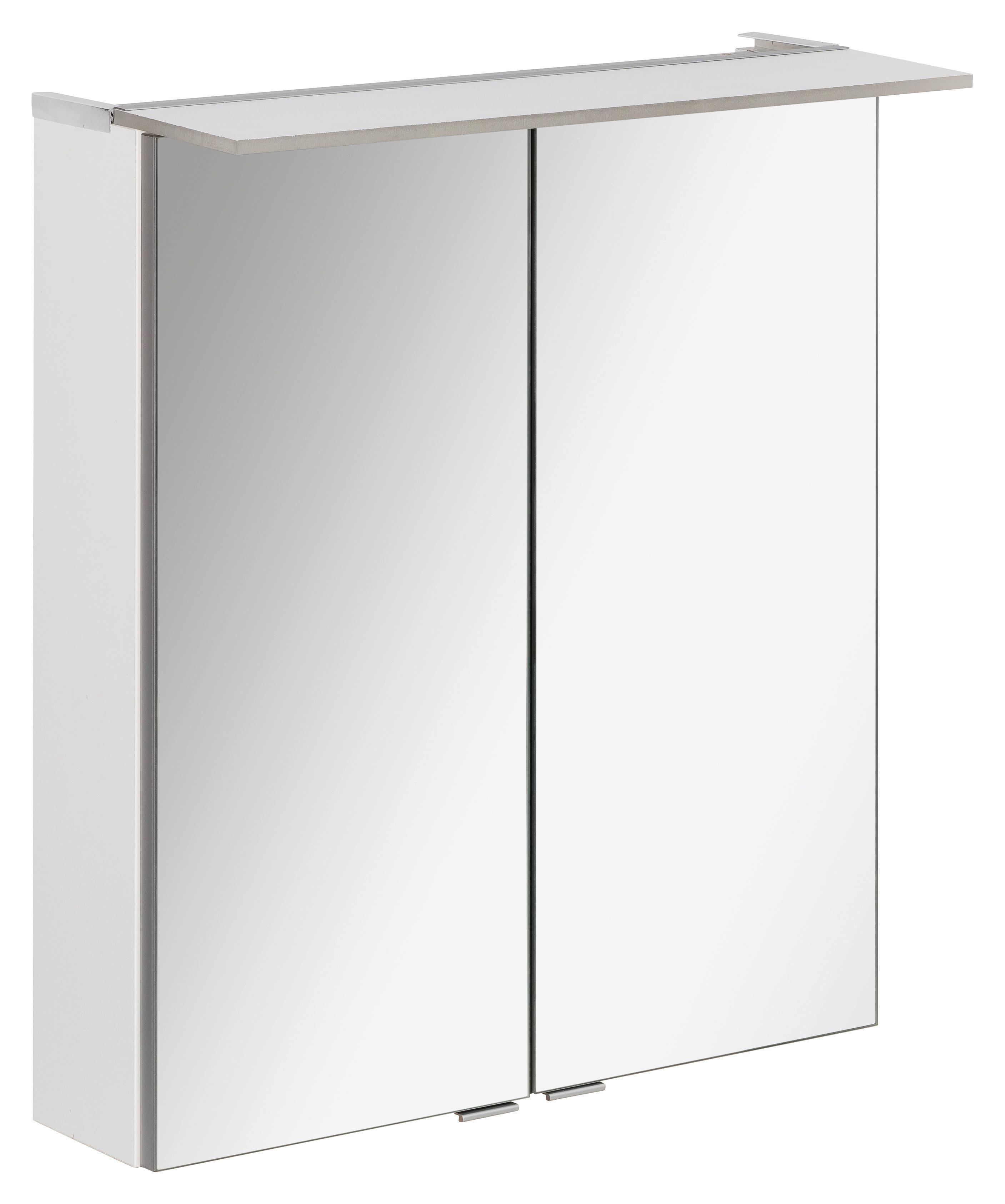 Spiegelschrank B.perfekt + Led BxHxT: 60x69,5x23,5 cm Weiß - Silberfarben/Weiß, MODERN, Glas/Holzwerkstoff (60/69,5/23,5cm) - MID.YOU
