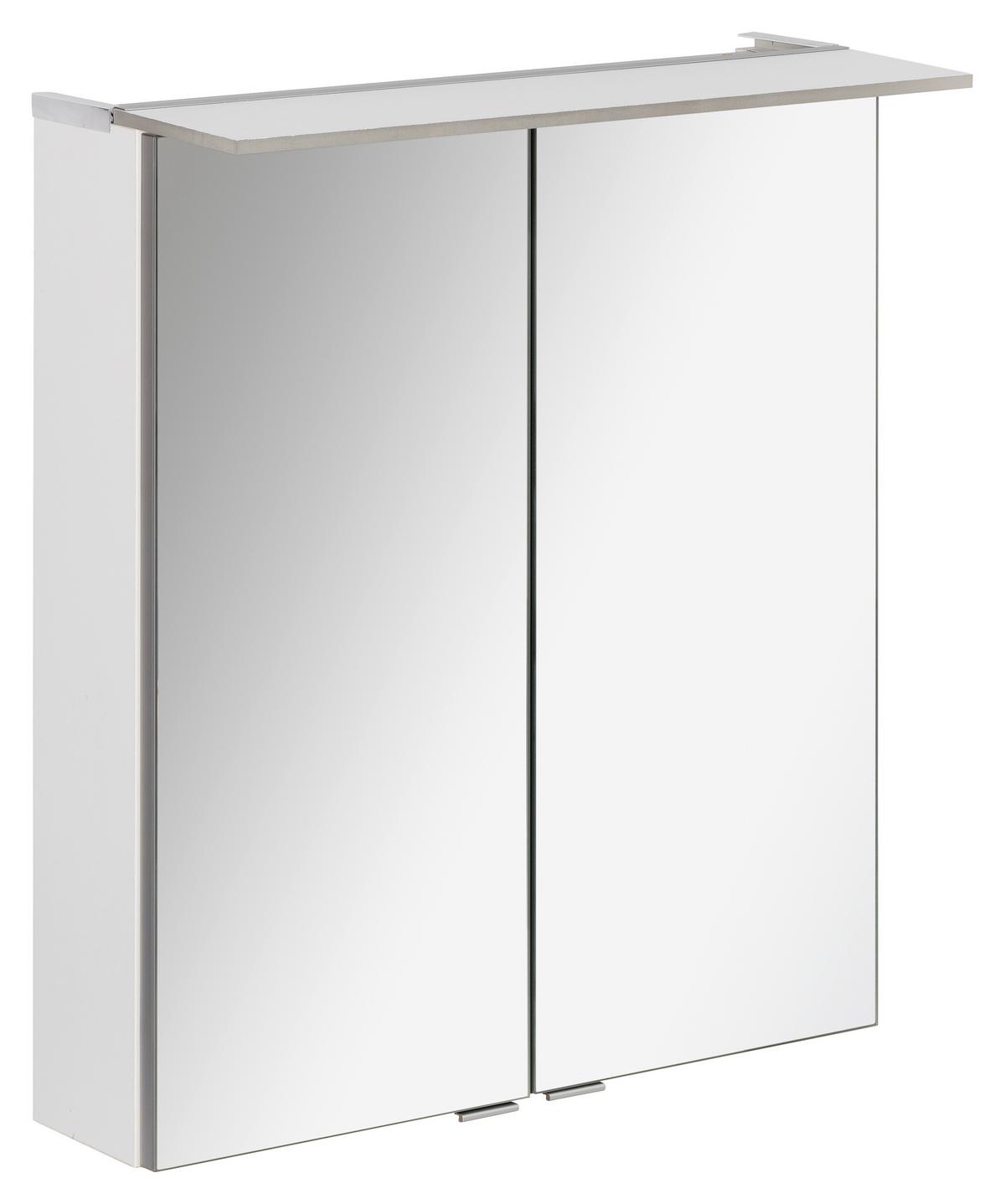 Spiegelschrank B.perfekt + Led Bxhxt: 60x69,5x23,5 Cm Weiß - Silberfarben/Weiß, MODERN, Glas/Holzwerkstoff (60/69,5/23,5cm) - MID.YOU