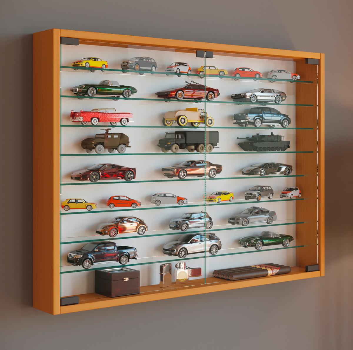 Hängevitrine Mandosa XXL B: 80 cm Buchefarben - Buchefarben, MODERN, Glas/Holzwerkstoff (80/60/10cm) - MID.YOU