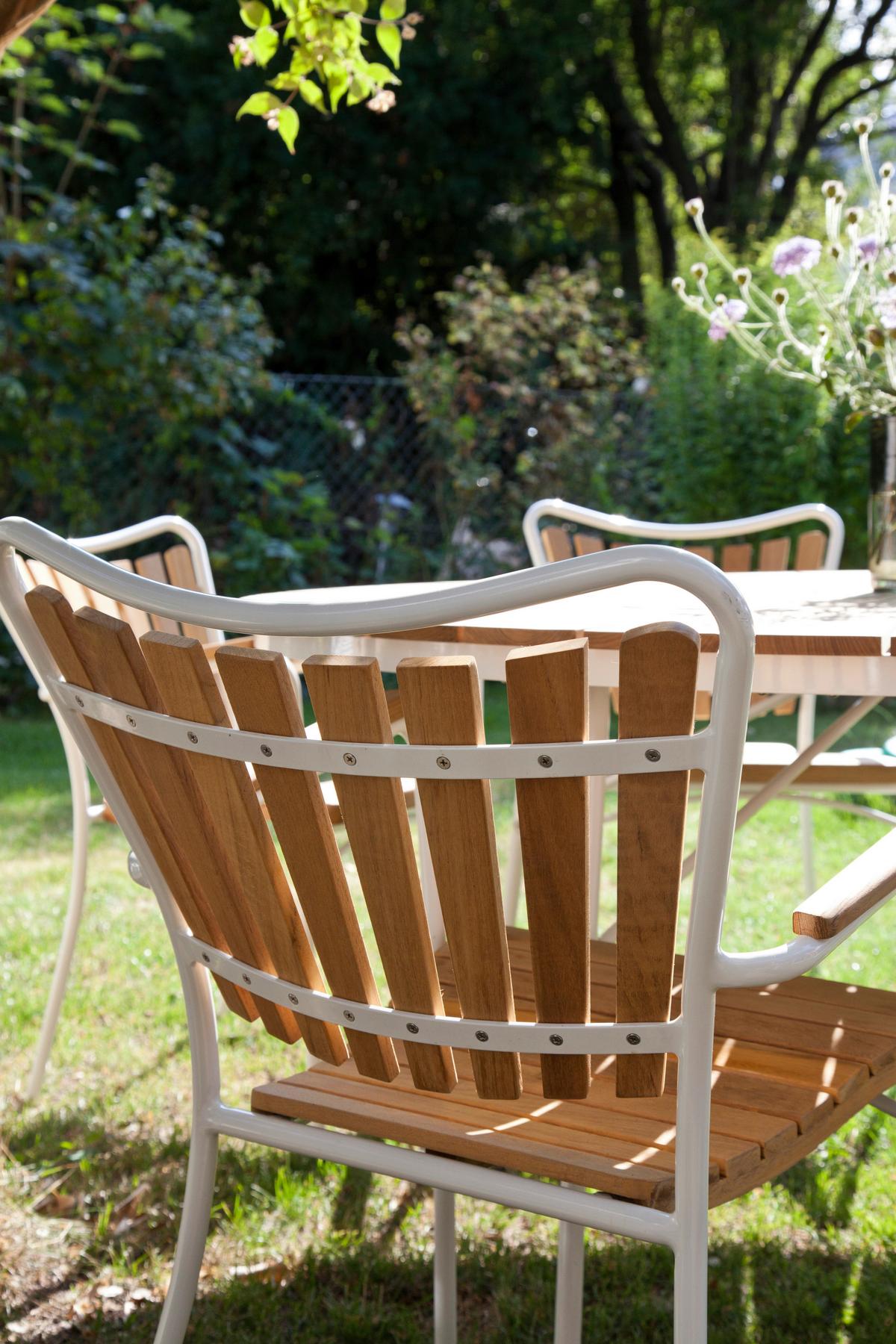 Gartentisch Ellen Teakholz/Aluminium ⌀ 110 cm - Weiß Hochglanz/Weiß, KONVENTIONELL, Holz/Metall (110/74/110cm) - Gardenson