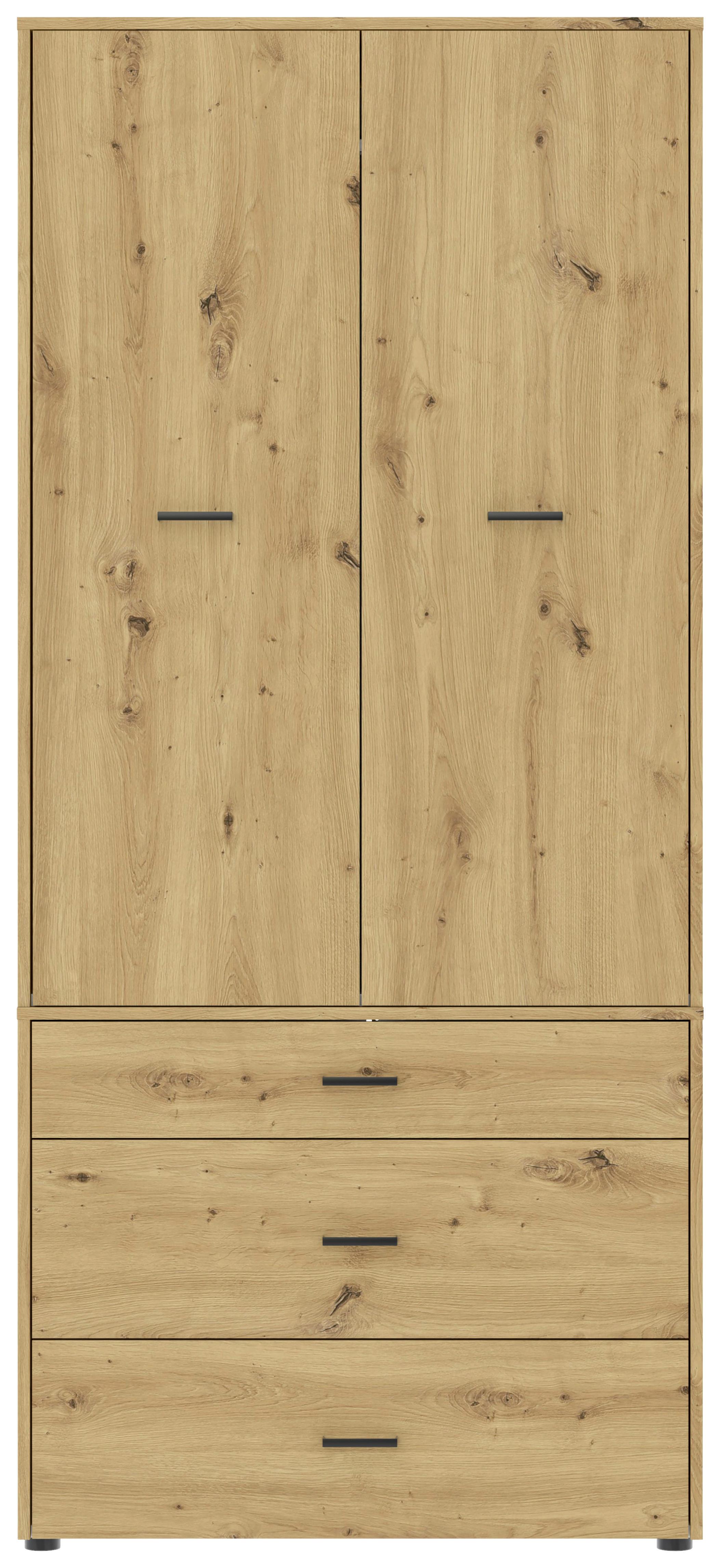 Kleiderschrank Kivo Weiß, B: 90 Cm - Eiche Artisan, Basics, Holzwerkstoff (90/199,6/52,1cm)