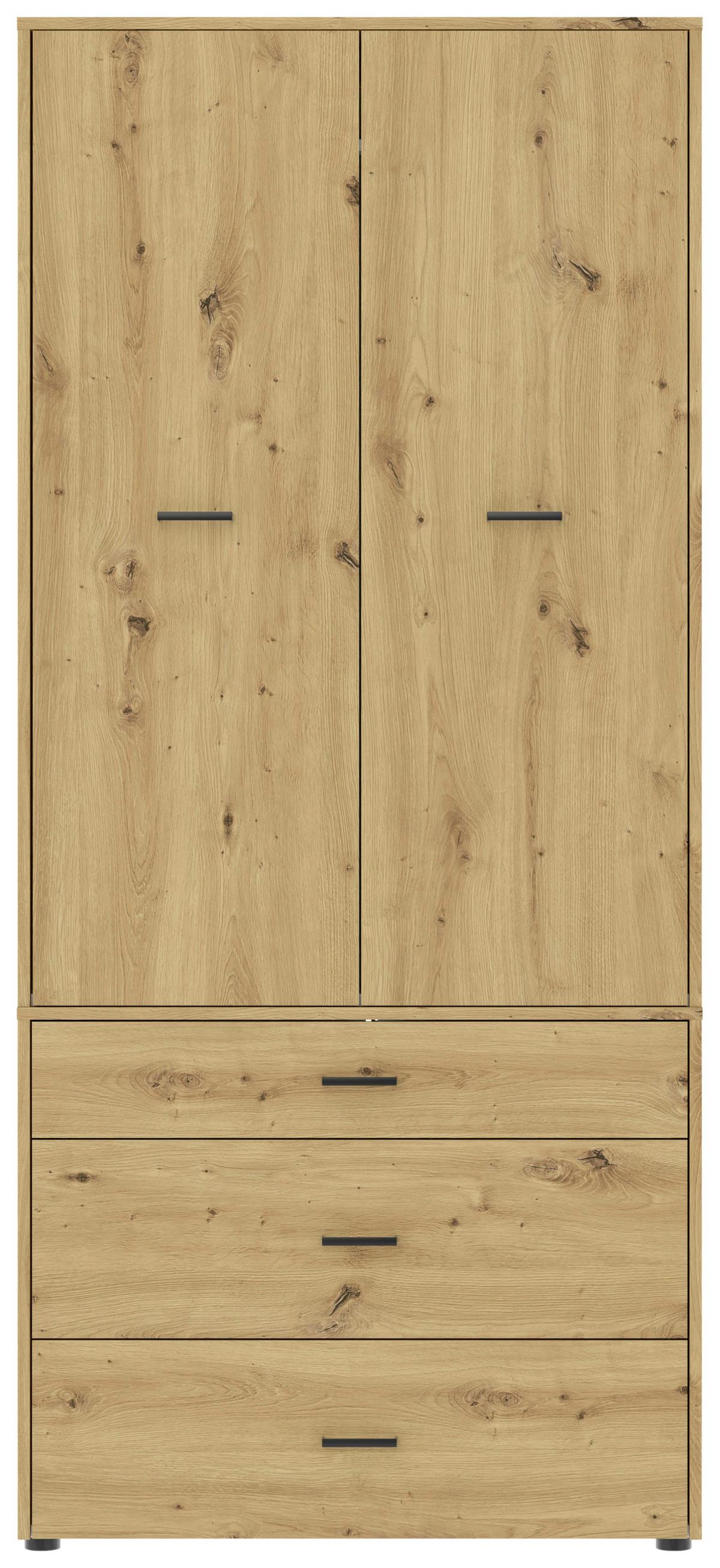 Kleiderschrank Kivo Weiß, B: 90 Cm - Eiche Artisan, Basics, Holzwerkstoff (90/199,6/52,1cm)