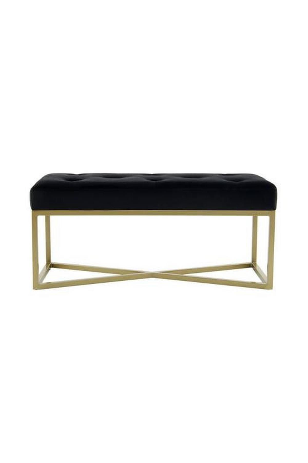 Dlhá taburetka BLACK - čierna/zlatá, Basics, kov/kompozitné drevo (90/40/40cm)