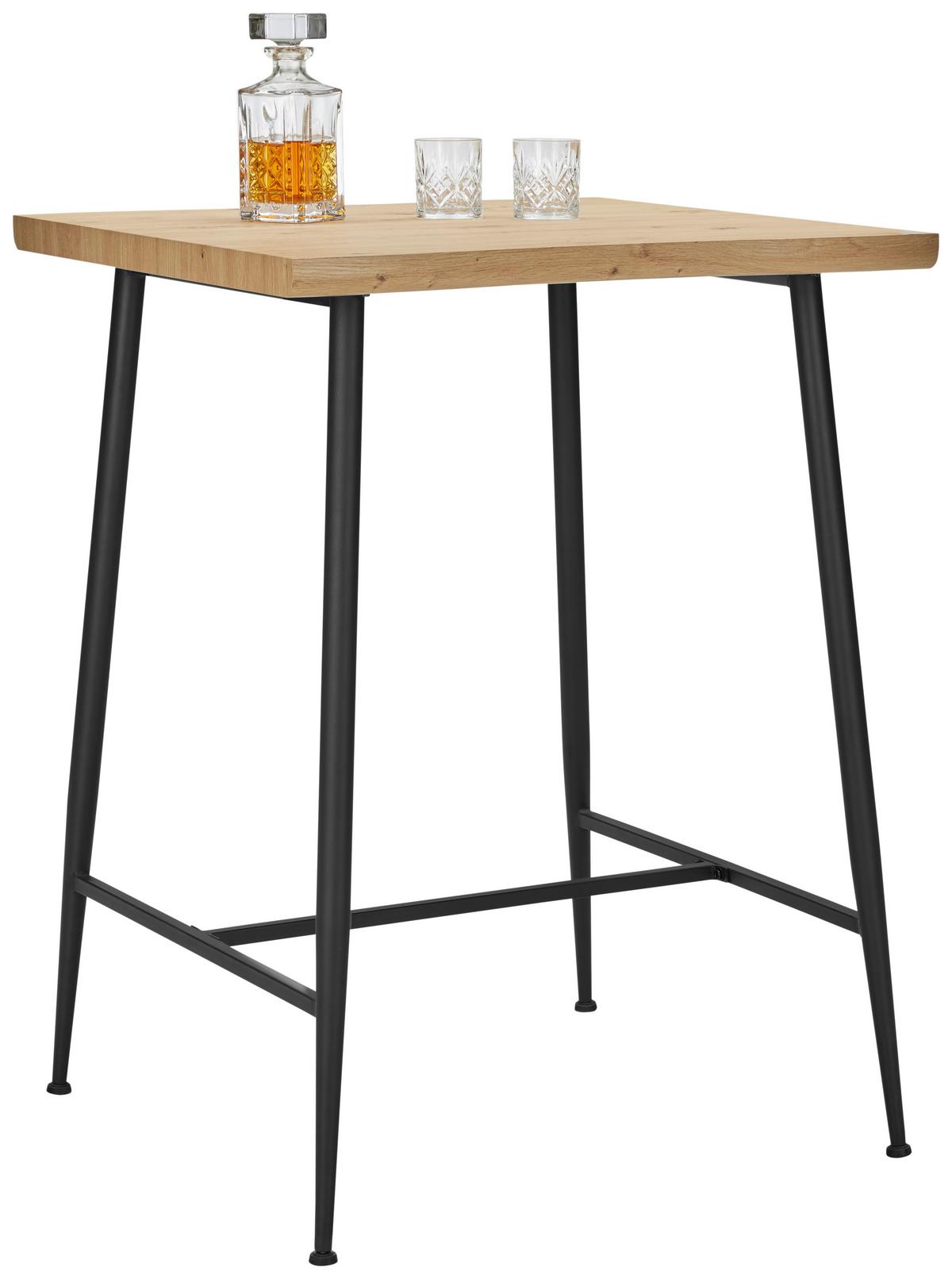 Barový stôl STUARD 80 dub Artisan - čierna/prírodná farba, Modern, kov/kompozitné drevo (80/108/80cm) - Mömax