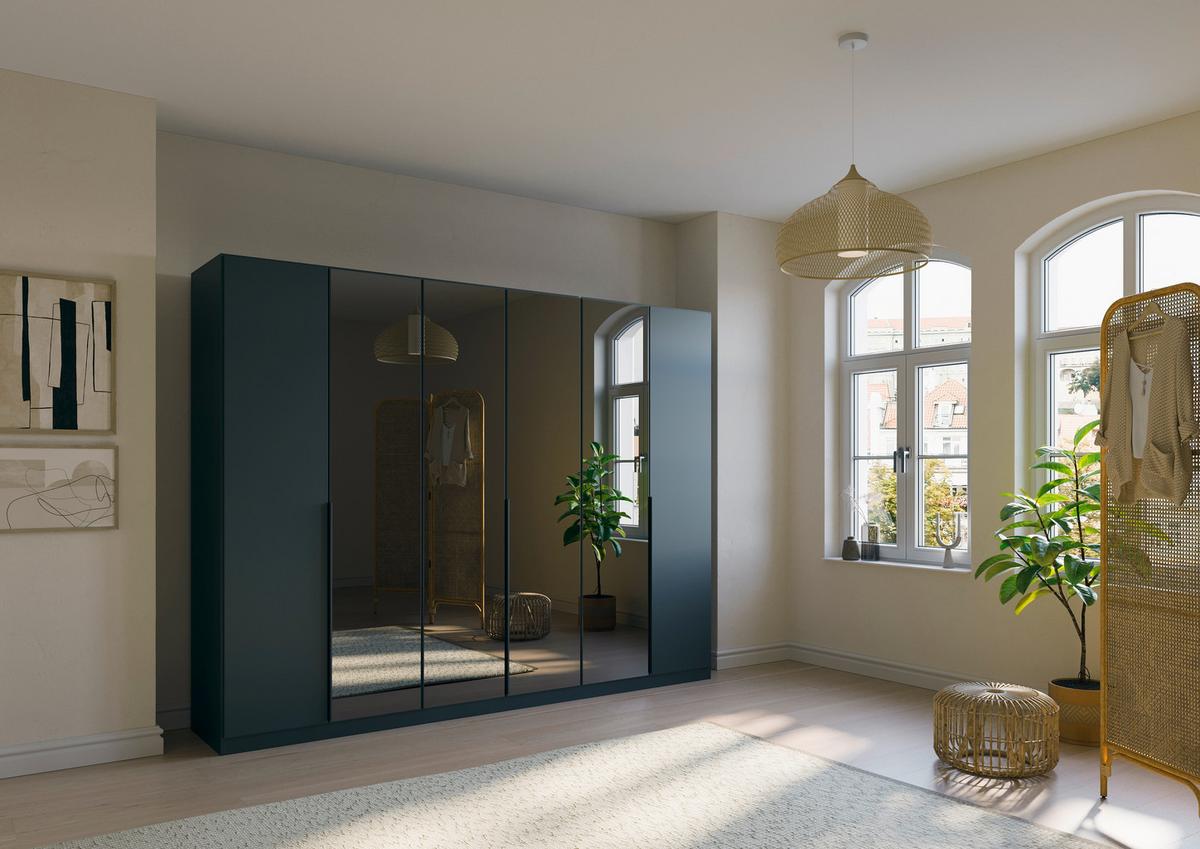 Drehtürenschrank Skyla Weiß/Glas B: 271 cm - Grau, MODERN, Holzwerkstoff (271/210/54cm) - Rauch Möbel