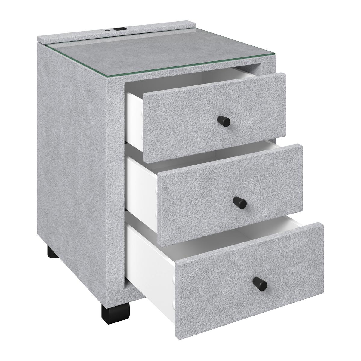 Nachtkästchen Elysia Hellgrau, B: 48cm - Hellgrau, Trend, Glas/Holz (48/68/45,5cm) - Luca Bessoni