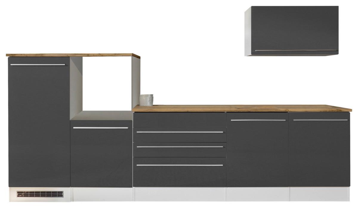 Küchenleerblock Gabriel Doppelblock - Wildeiche/Grau Hochglanz, Basics, Holzwerkstoff (320cm) - Respekta