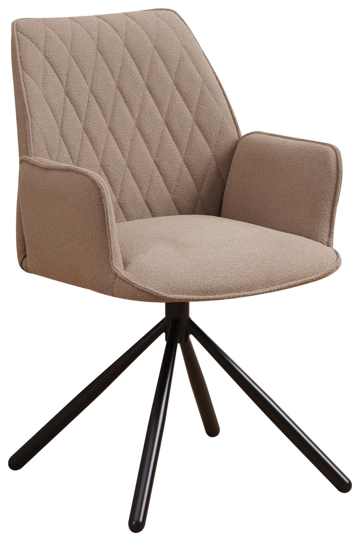 Armlehnstuhl Reims Taupe Gepolstert 2er-Set - Taupe/Schwarz, Design, Textil/Metall (56/97/52,5cm) - MID.YOU