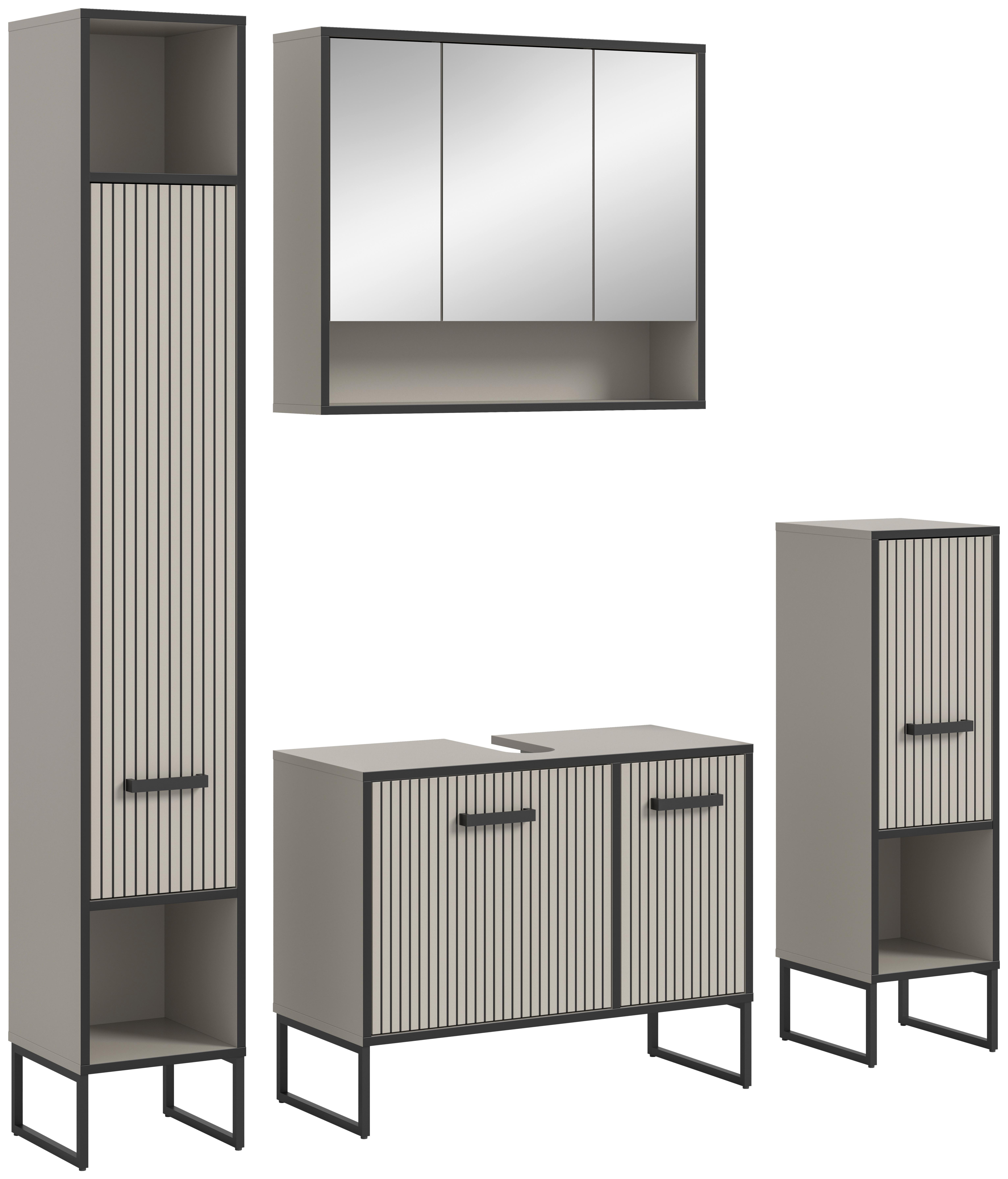 Badezimmer Bagno Kaschmir B: 140 Cm - Kaschmir/Schwarz, MODERN, Holzwerkstoff (140cm) - MID.YOU