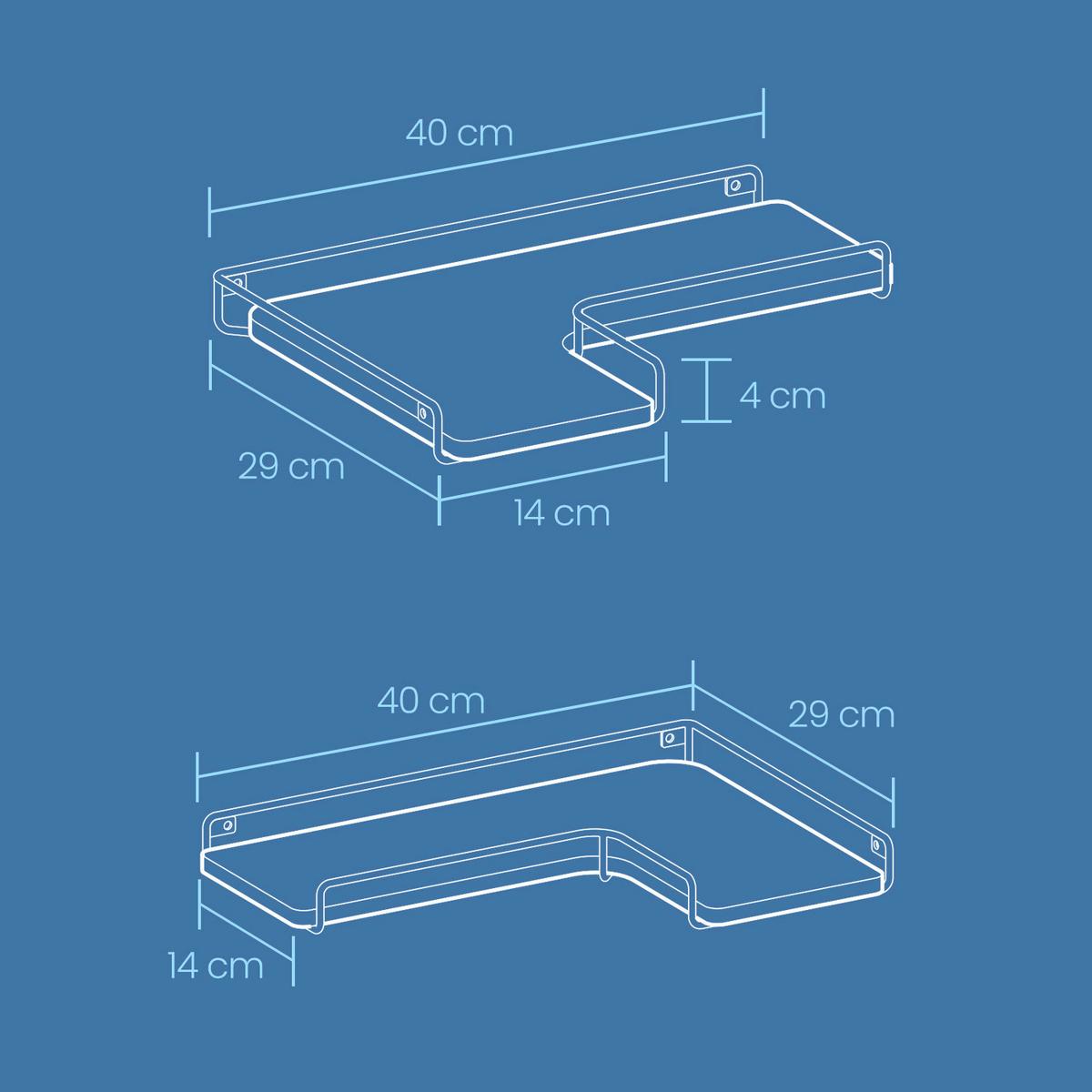 WANDBOARDSET CORNER SHELF - Eichefarben/Weiß, MODERN, Holzwerkstoff/Metall (40/4/29cm) - MID.YOU