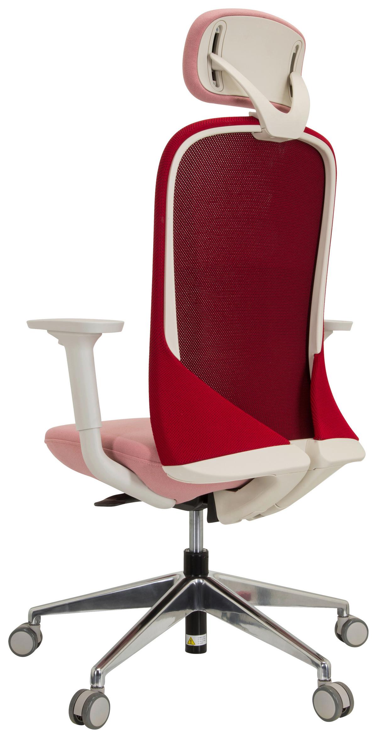 Drehstuhl Aveza Pro Armstützen Rosa/Weiß Bis 120kg - Alufarben/Rosa, MODERN, Kunststoff/Textil (68/130/60cm) - MID.YOU