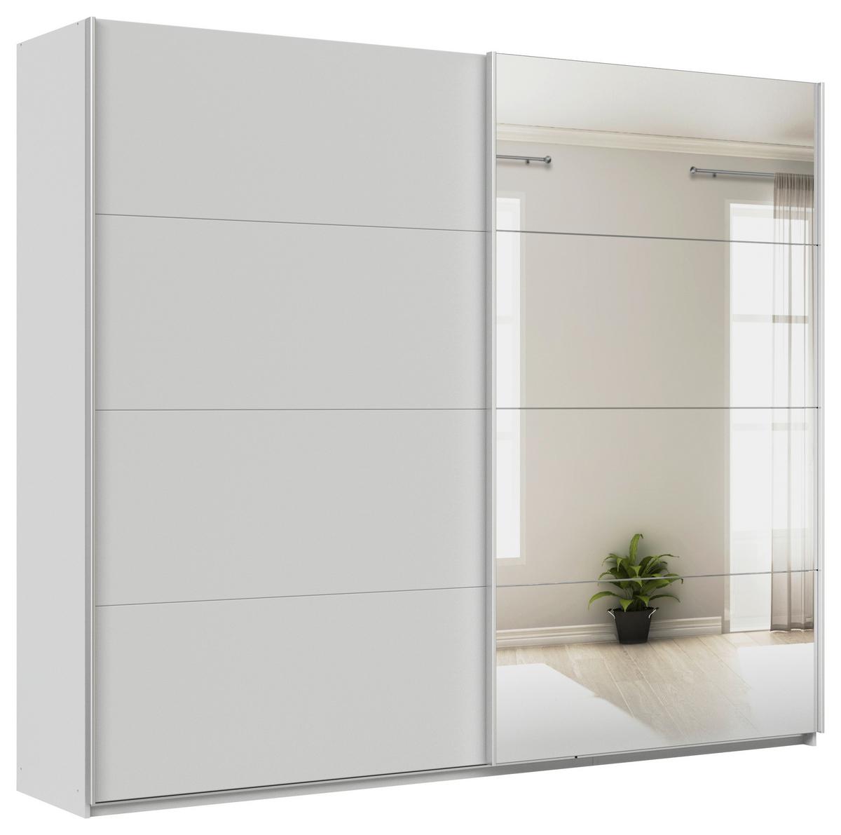 Schwebetürenschrank + Spiegel B: 271cm Feldkirch Seidengrau - Silberfarben/Hellgrau, MODERN, Holzwerkstoff (271/229/62cm)