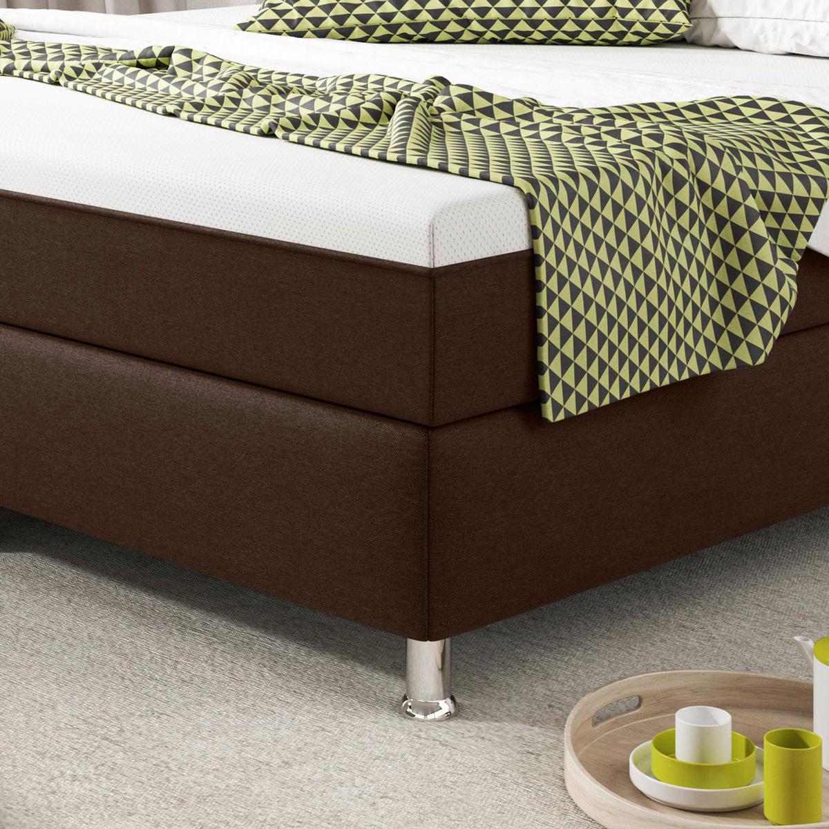 Boxspringbett Mit Topper 180x200 Köln Plus - Silberfarben/Braun, KONVENTIONELL, Textil (180/115/210cm) - MID.YOU