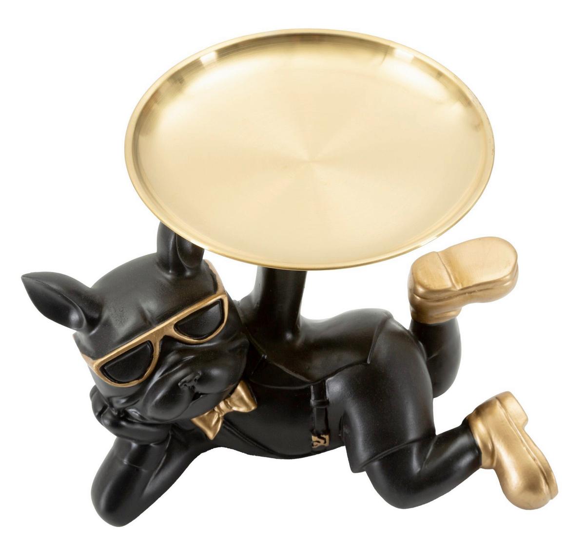 Skulptur Schwarz/gold,kunststoff/metall - Basics, Kunststoff/Metall (23.5/18.5/13cm)