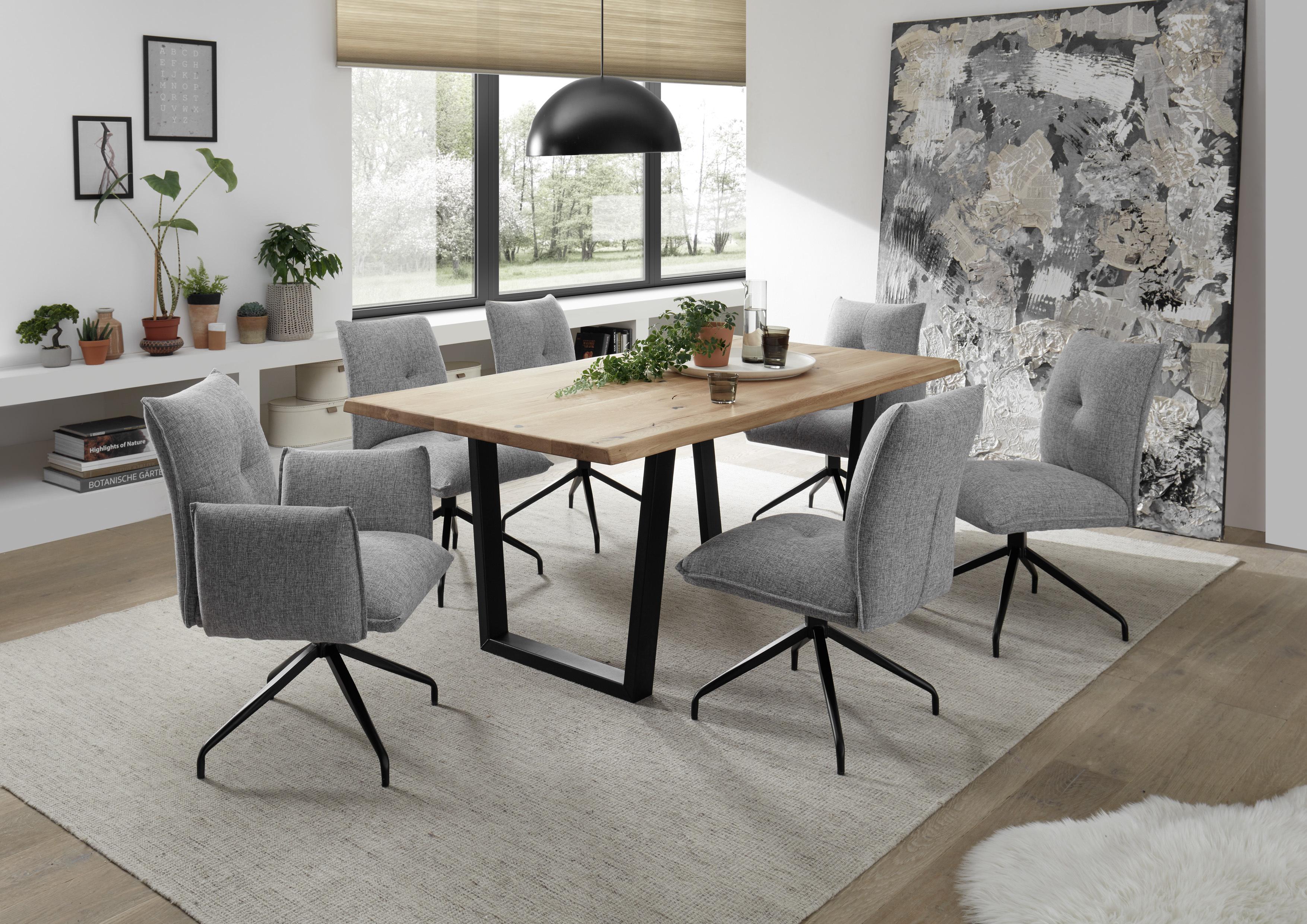 Esstisch mit Echtholz-Platte Benny 180x100 cm Eiche/Schwarz - Eichefarben/Schwarz, Natur, Holz/Metall (180/100/75cm) - MID.YOU