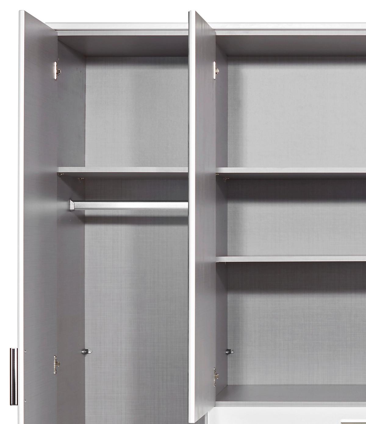 Kleiderschrank Mit Spiegel 180cm Aachen, Alpinweiß - Weiß, KONVENTIONELL, Holzwerkstoff (180/198/58cm)