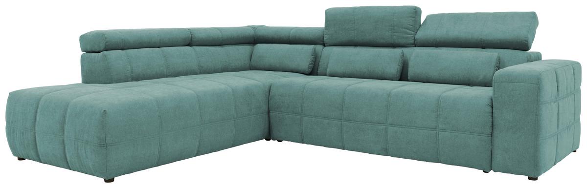 Ecksofa + Kopfteilverstellung Brandon Mintgrün Mikrofaser - Schwarz/Mintgrün, Design, Textil (228/275cm) - MID.YOU