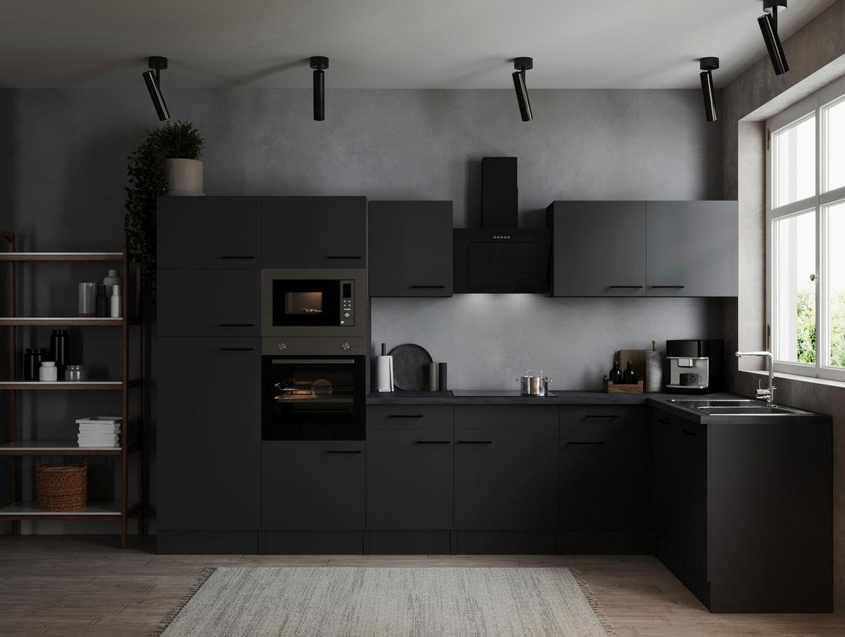 Eckküche Oliver Dunkelgrau S: 340x172cm - Dunkelgrau/Grau, Design, Holzwerkstoff (340/172cm) - Respekta