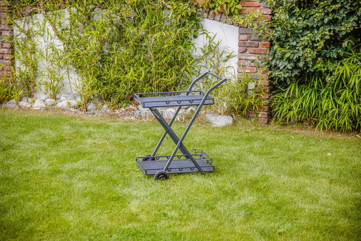 Garten-Servierwagen Toulouse 2 Ablagen Metall Grau B: 69 cm - Grau, Basics, Metall (69/54/87cm) - Gardenson
