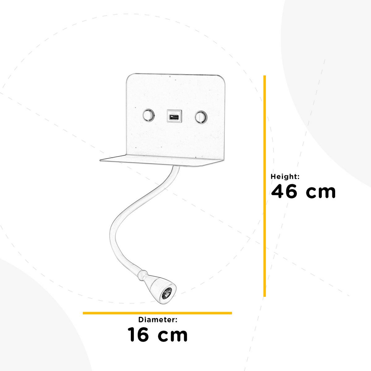 Led-wandleuchte 4884/apb - Weiß, Design, Metall (16/13/46cm)