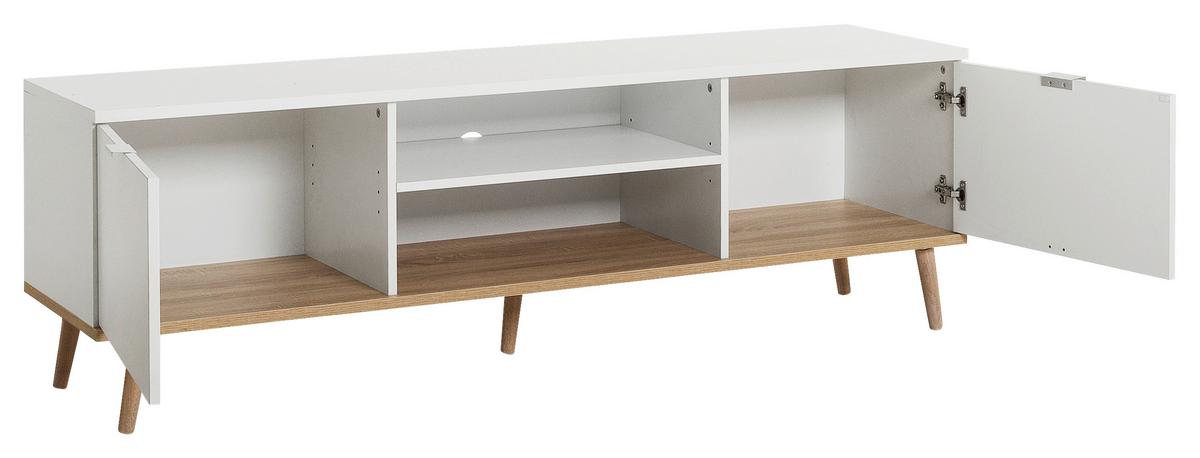 TV-Element Göteborg 160 cm Weiß/Sonoma Eiche Dekor - Eichefarben/Weiß, KONVENTIONELL, Holzwerkstoff (160/50/40cm) - MID.YOU