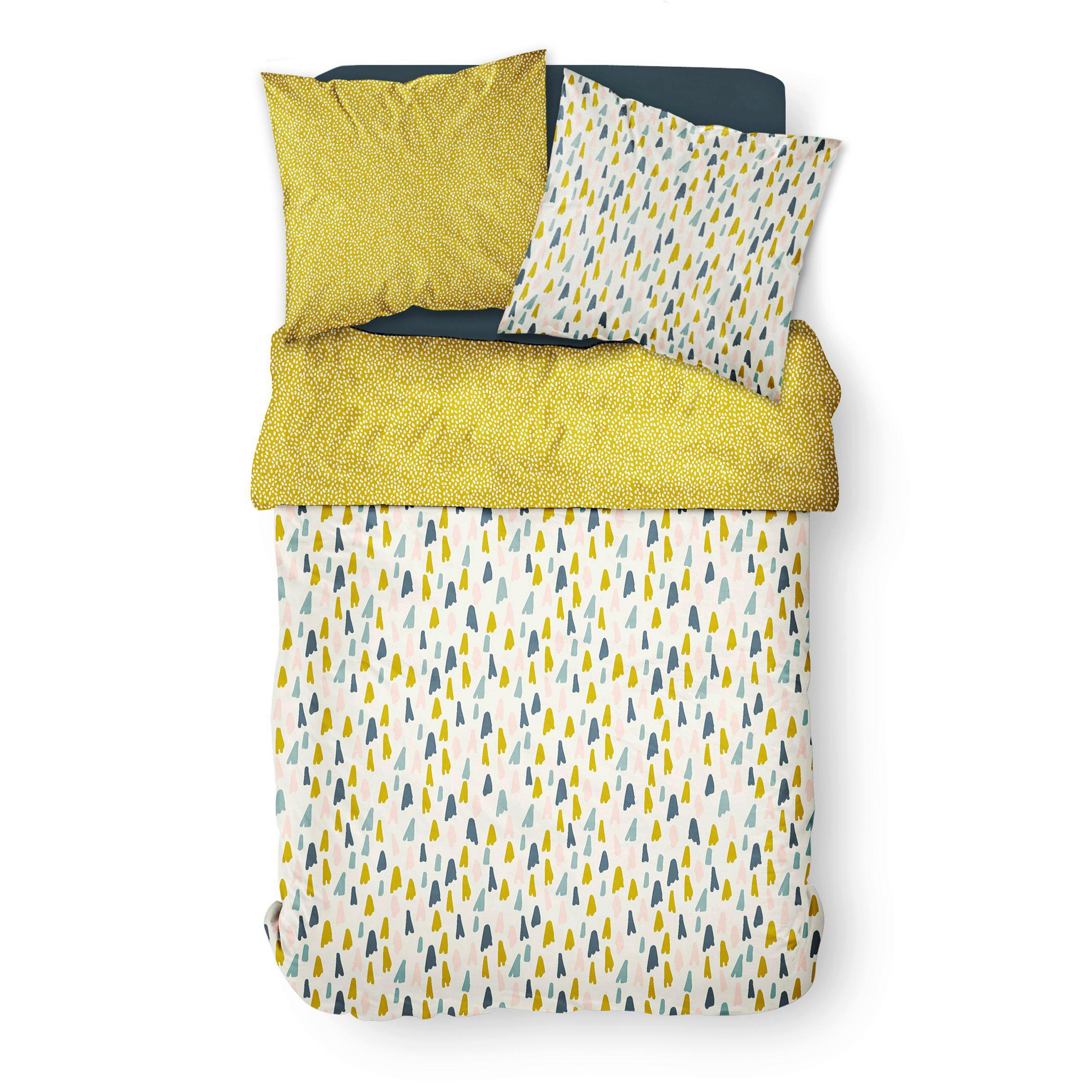 Ágyneműhuzat-garnitúra 3 Részes, Fehér/sárga - textil