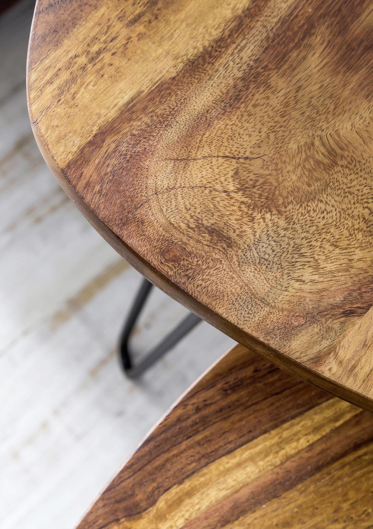 Beistelltisch 2-Teilig Mit Echtholz, Sheesham/Schwarz - Sheeshamfarben/Schwarz, Design, Holz/Metall (60/56/60cm) - MID.YOU