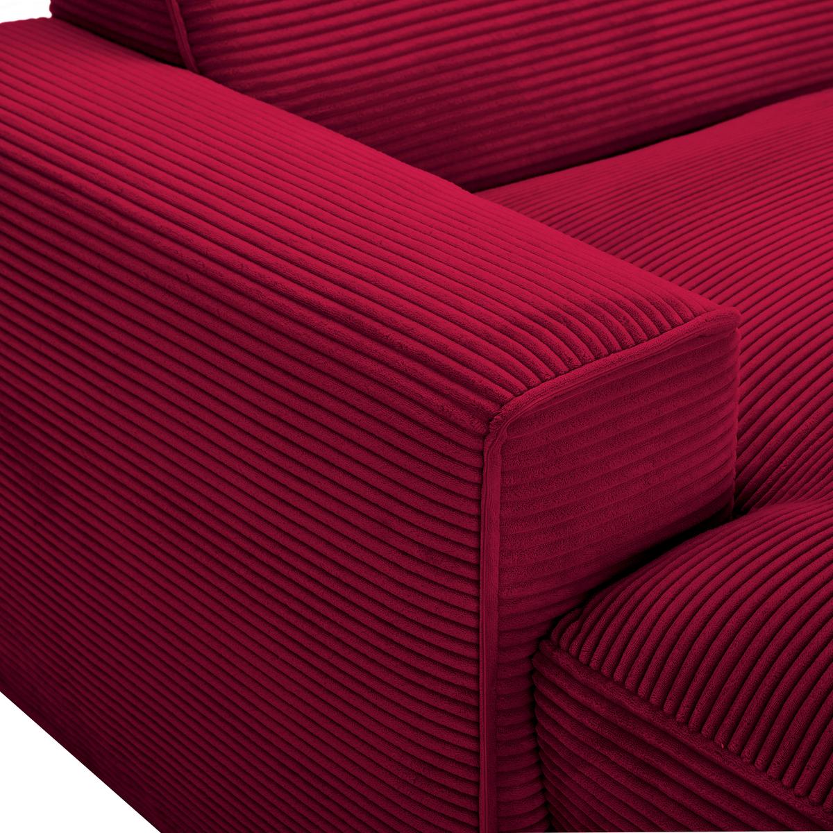 Ecksofa Pearl - Rot/Schwarz, Design, Textil (303/196cm) - Livetastic