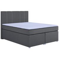Boxspringbett Malta Mit Topper Grau, 140x200 Cm - Chromfarben/Schwarz, Basics, Holzwerkstoff/Textil (140/200cm) - P & B