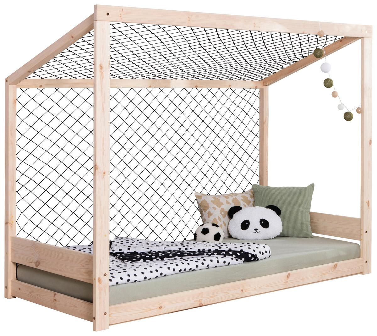 Bodenbett mit Bettkasten 90x200 cm Naturfarben - Naturfarben, MODERN, Holz (90/200cm) - MID.YOU