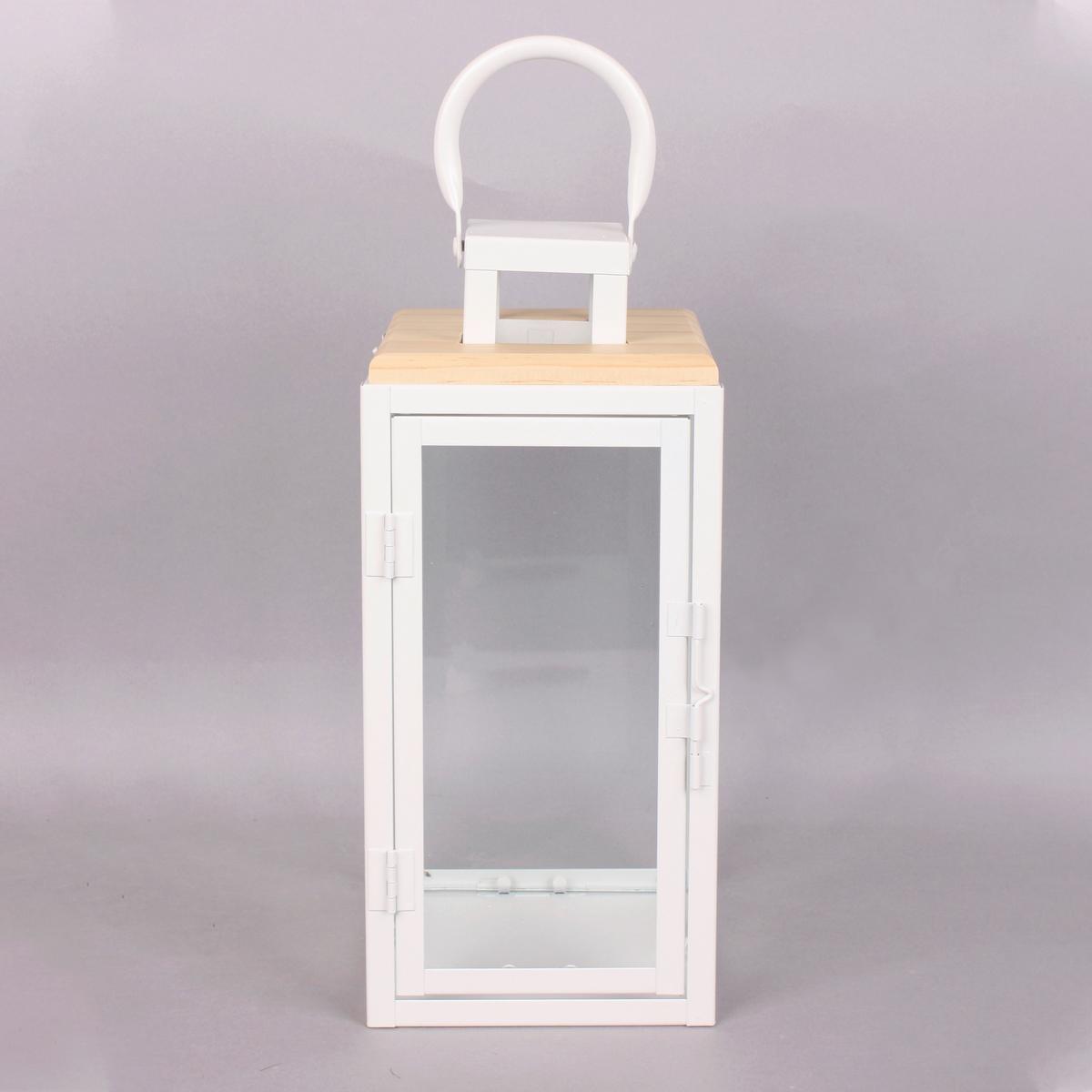 Laterne Andrew - Naturfarben/Weiß, KONVENTIONELL, Glas/Holz (13/13/31cm) - Luca Bessoni