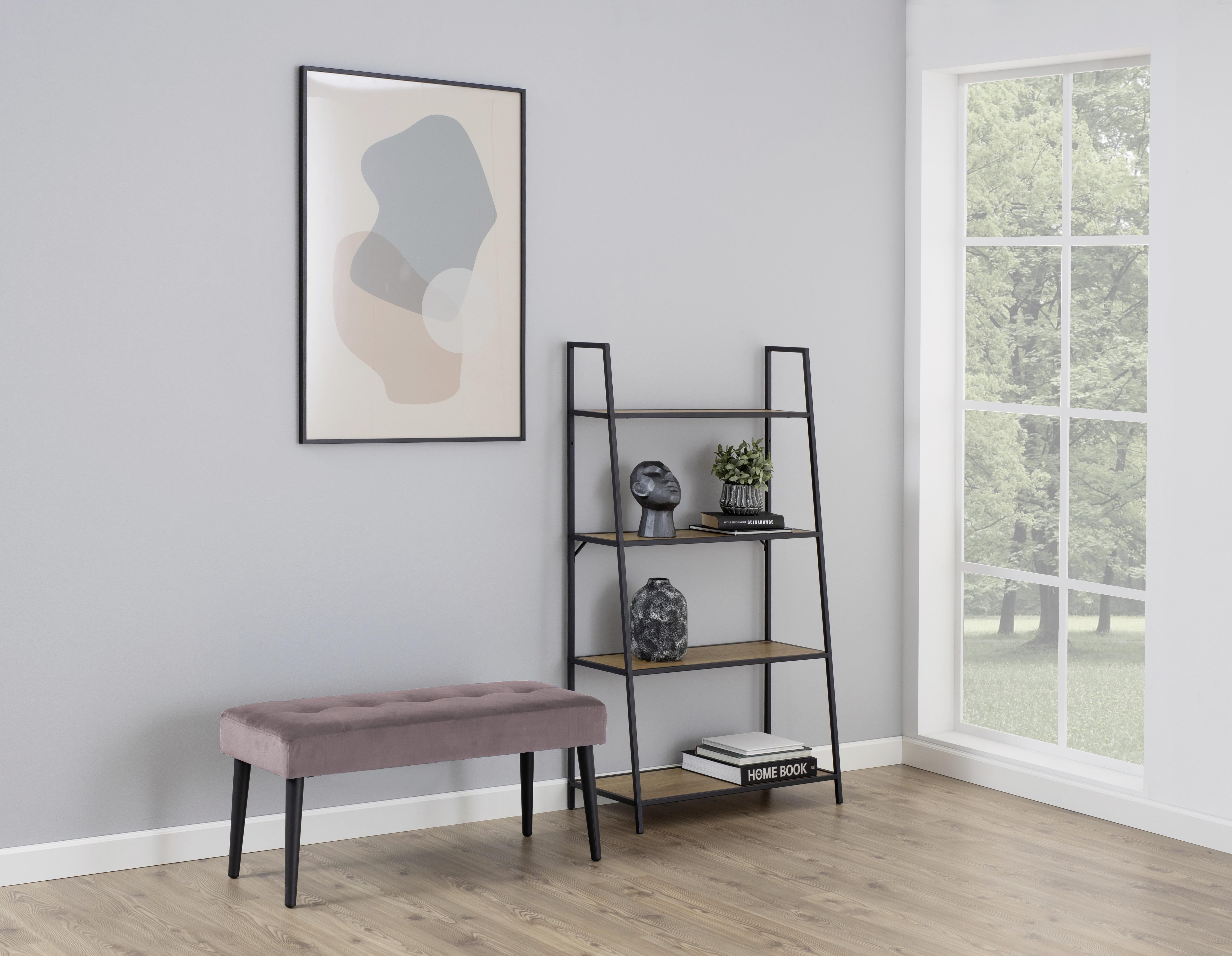Garderobenbank Glory B: 95 cm Gepolstert Samt Rosa - Schwarz/Rosa, Trend, Textil/Metall (95/45/38cm) - Livetastic